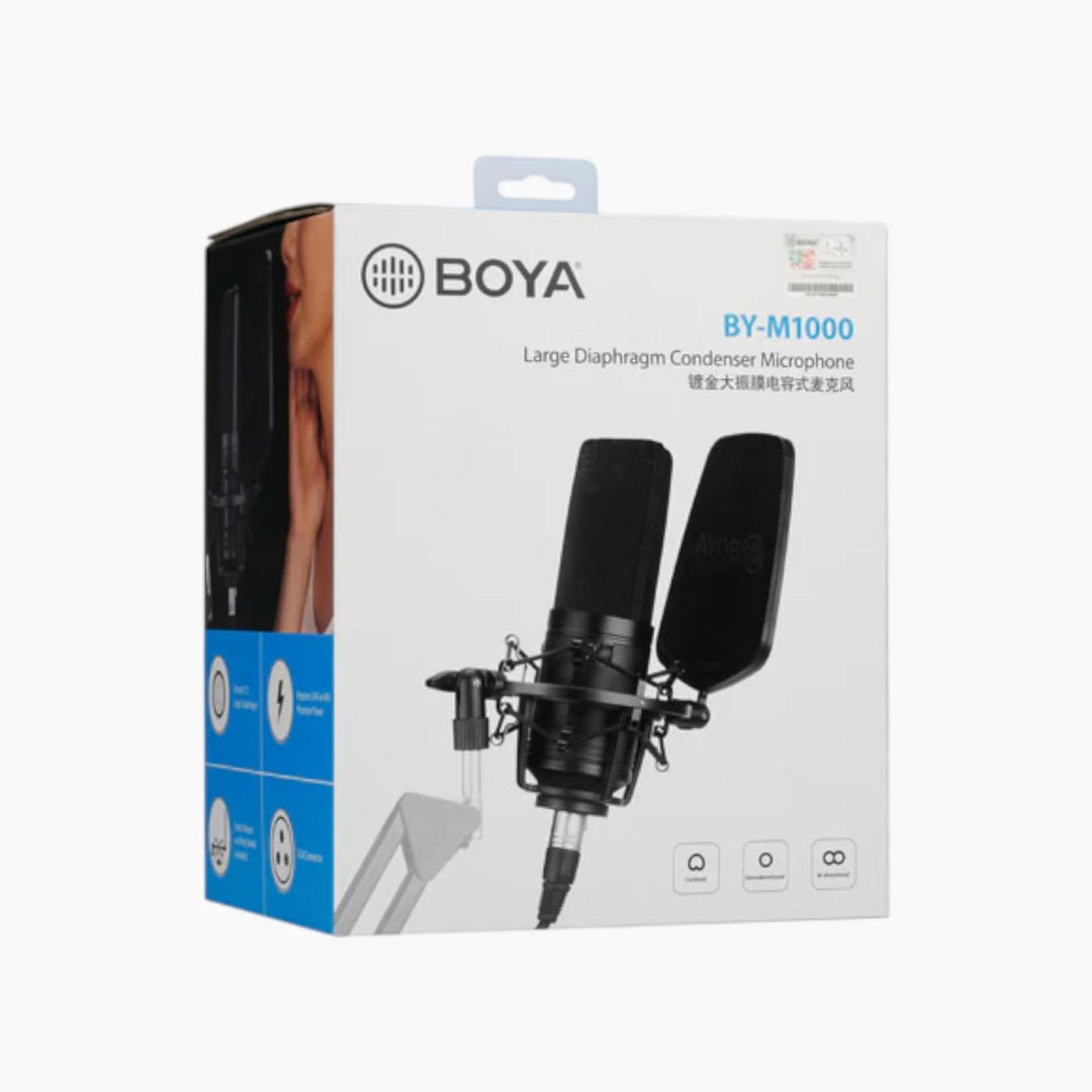 Boya BY-M1000 condenser microphone with 34mm diaphragm