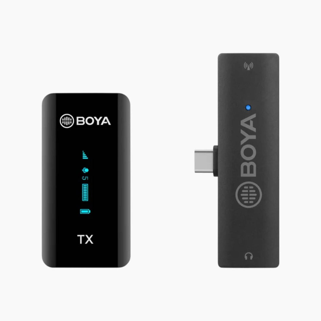 Boya BY-XM6-S5 USB-C wireless microphone system with OLED display