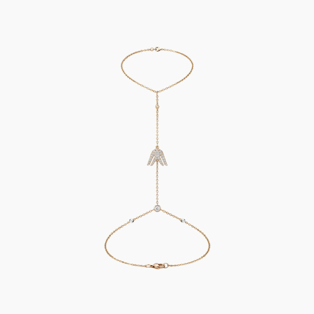 Meraki Yellow Gold Hand and Chain with White Diamonds