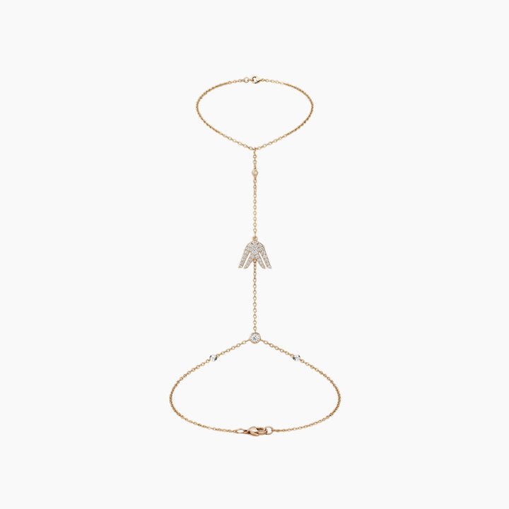 Meraki Yellow Gold Hand and Chain with White Diamonds