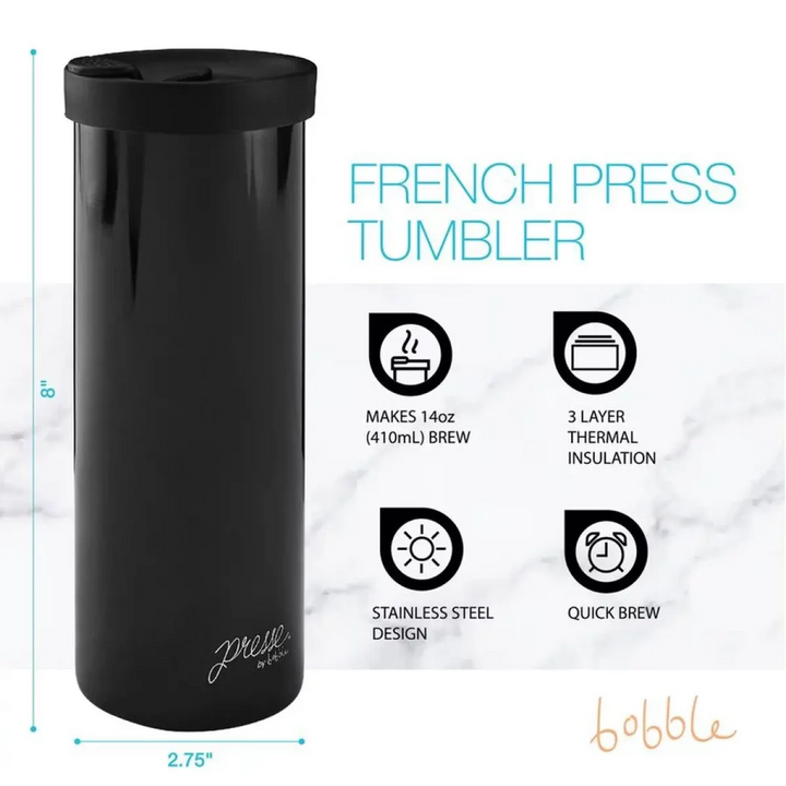 Bobble French Coffee Presse On The Go 14Oz - Black