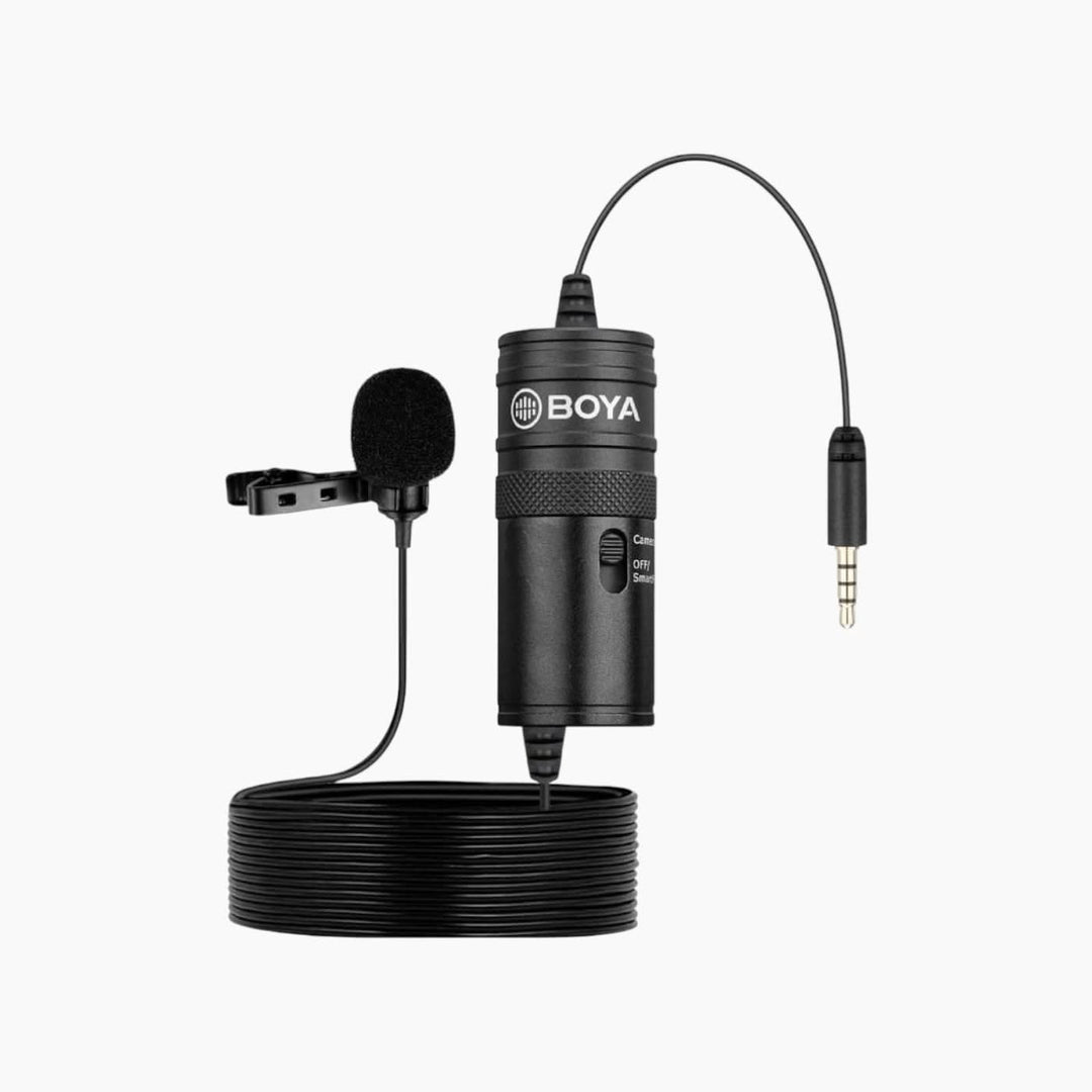 Boya BY-M1 omnidirectional lavalier microphone with 20-foot cable