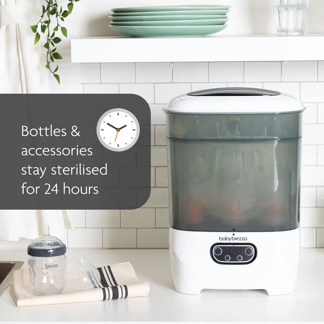 Baby Brezza One Step Baby Bottle Sterilizer And Dryer Advanced in white