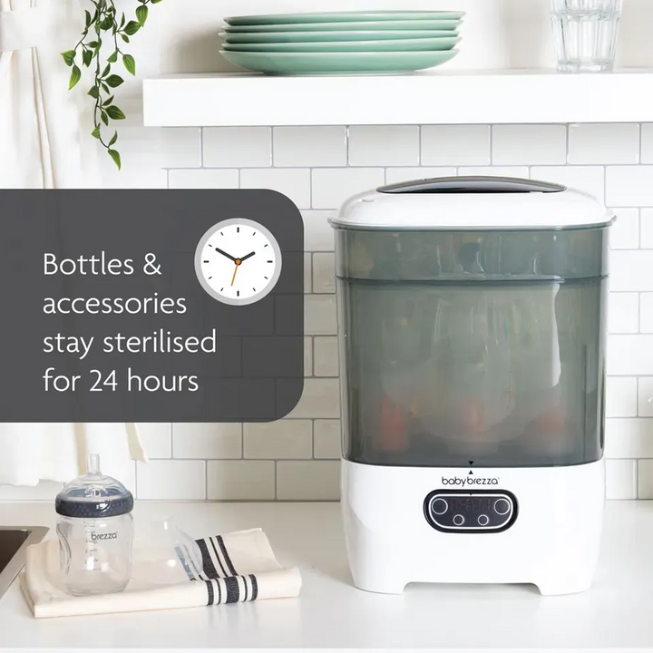 Baby Brezza One Step Baby Bottle Sterilizer And Dryer Advanced in white