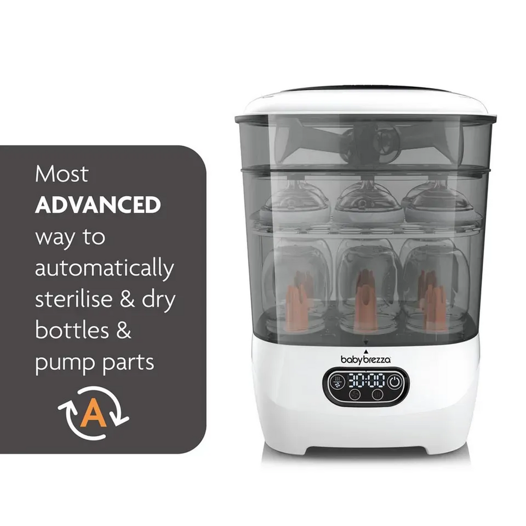 Baby Brezza One Step baby bottle sterilizer and dryer in white