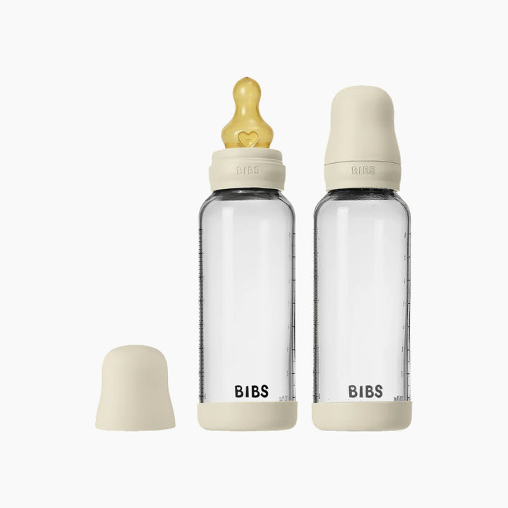 Bibs Baby Glass Bottle Set 240ML 2 Pack LaTeX - Ivory