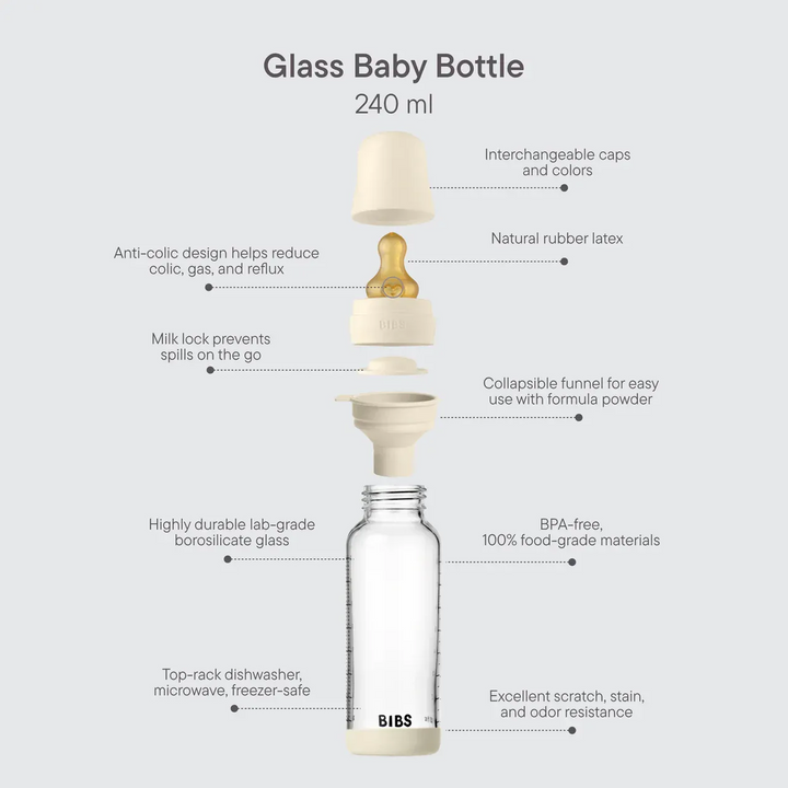Bibs Baby Glass Bottle Set 240Ml Latex