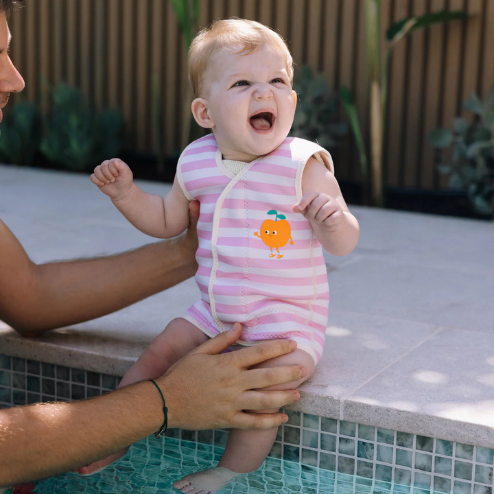 SunnyLife Baby Wetsuit - Poppy the Peach Pink Stripe - HUNA
