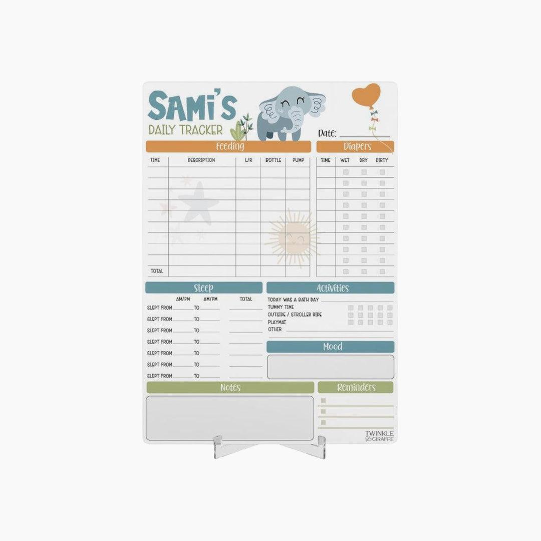 Twinkle &amp; Giraffe Baby Daily Tracker Personalised Infant Care Chart