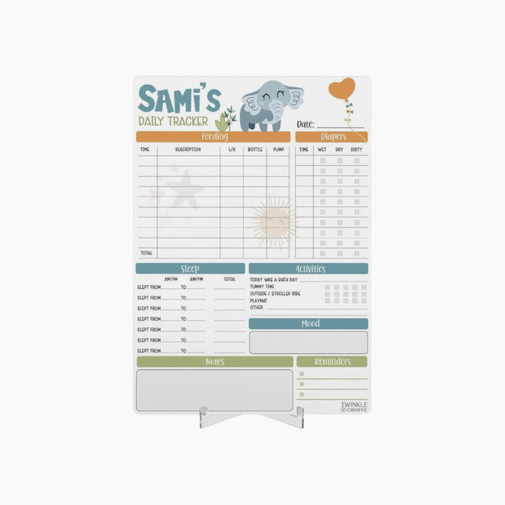 Twinkle &amp; Giraffe Baby Daily Tracker Personalised Infant Care Chart