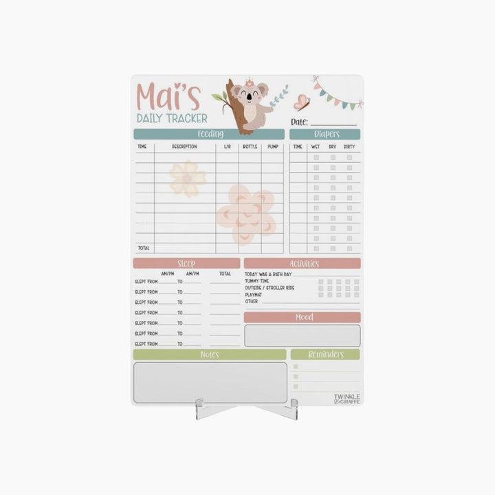 Twinkle &amp; Giraffe Baby Daily Tracker Personalised Infant Care Chart