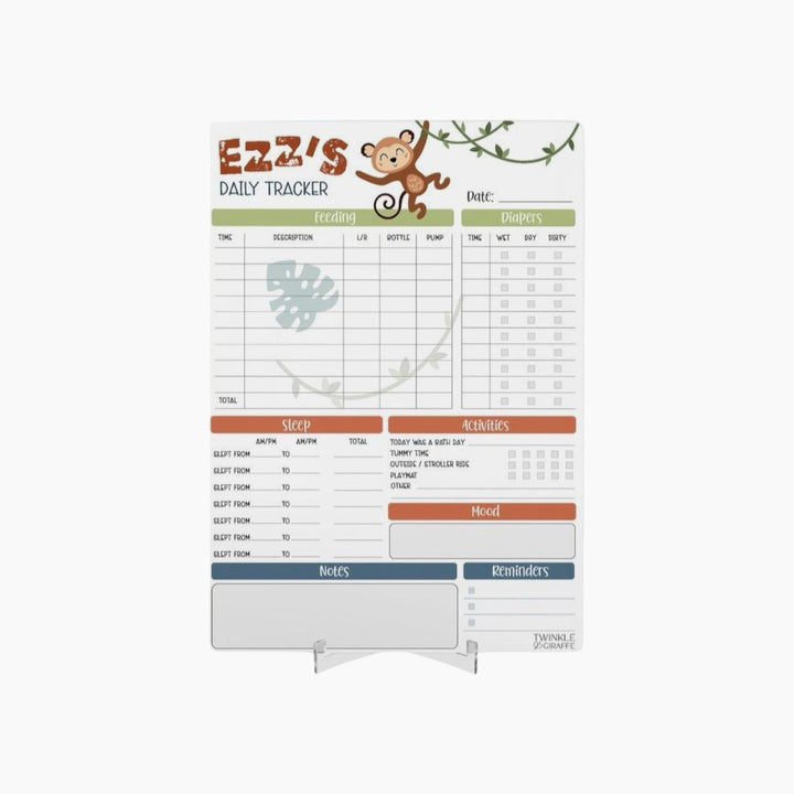 Twinkle &amp; Giraffe Baby Daily Tracker Personalised Infant Care Chart