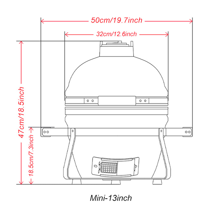 Kamado Grill Mini 13 Inch