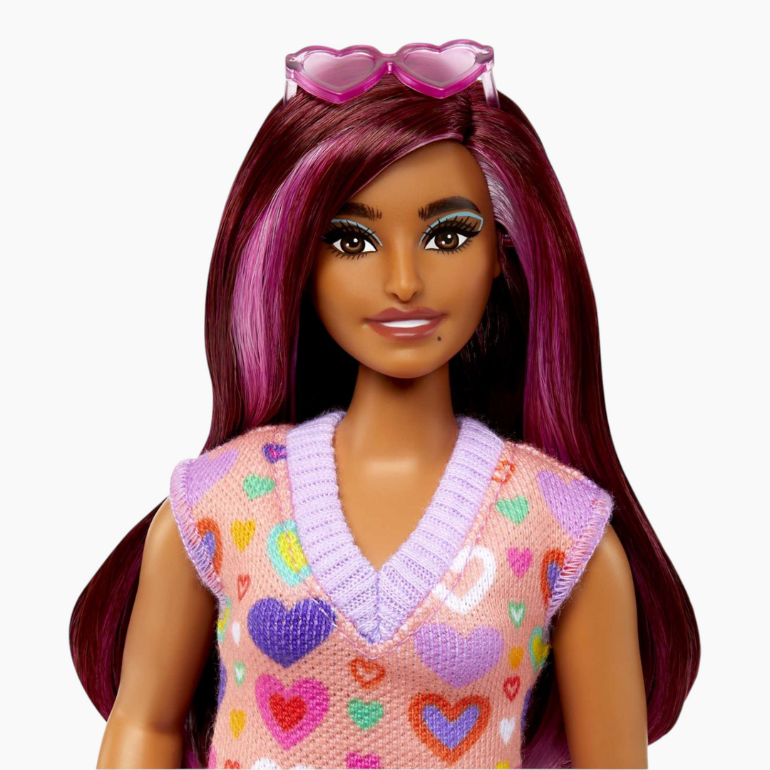Mattel Barbie Fashionistas Doll With Pink-Streaked Hair And Heart Dress