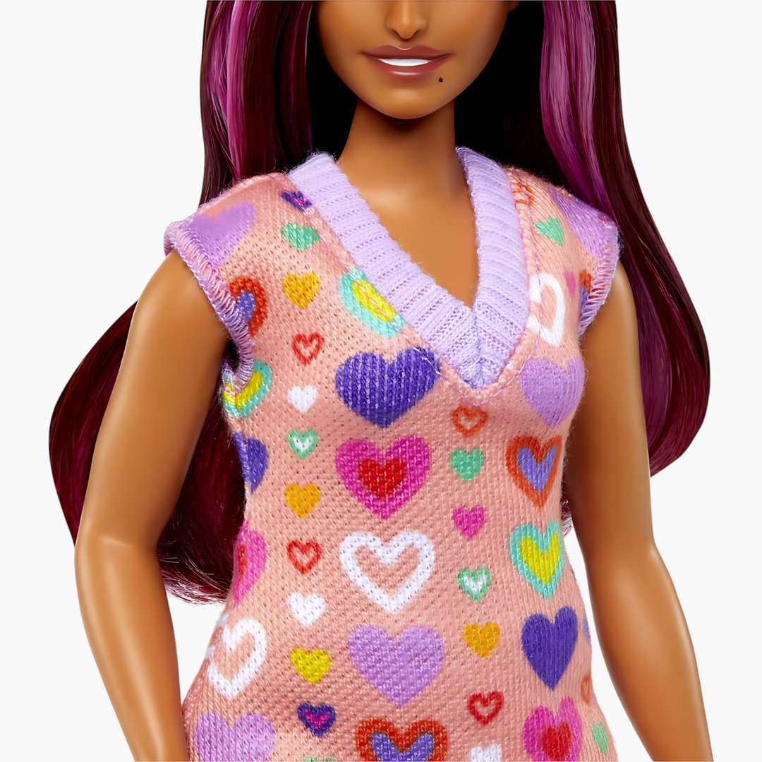 Mattel Barbie Fashionistas Doll With Pink-Streaked Hair And Heart Dress