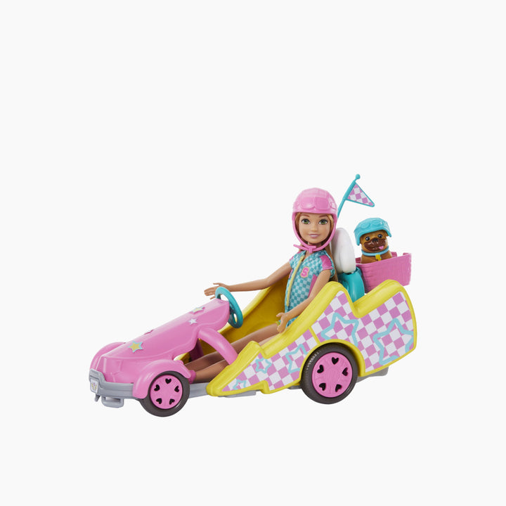 Mattel Barbie Stacie Racer Doll With Go-Kart Toy Car Dog Accessories &amp; Sticker Sheet