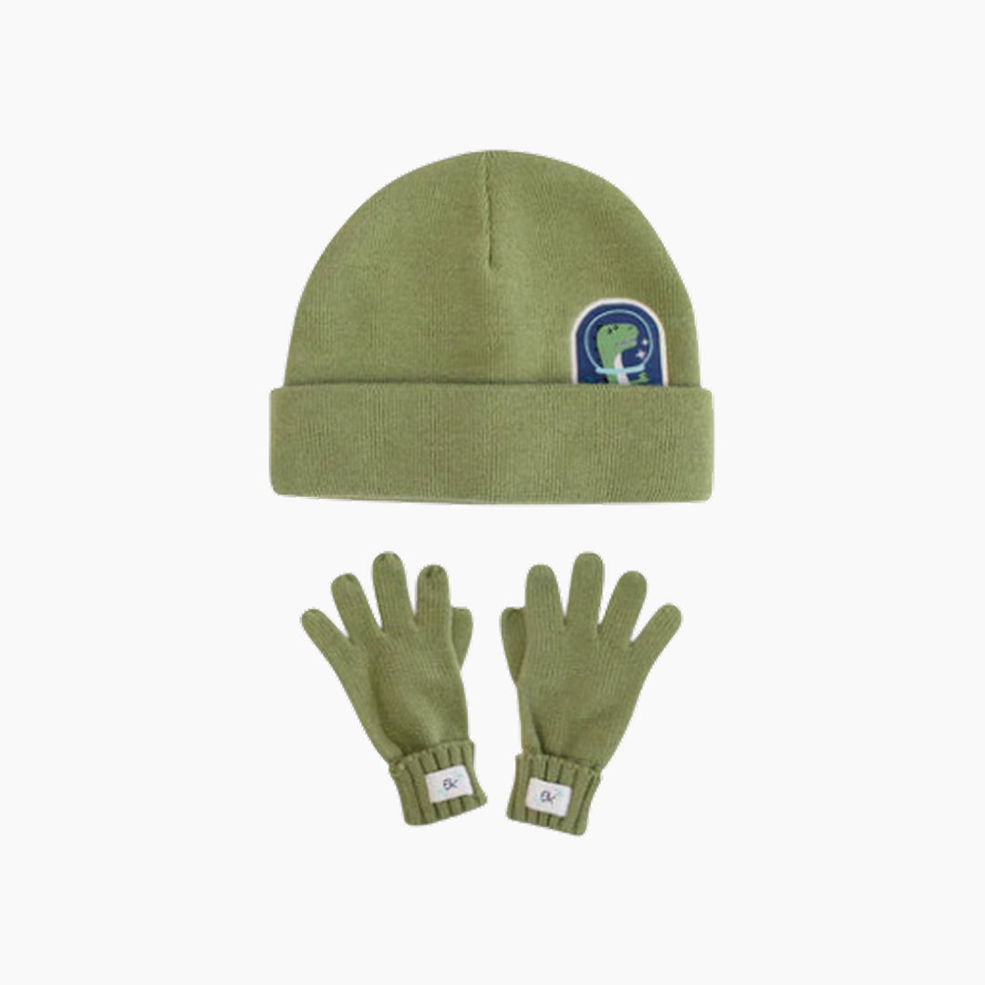 Flap Jack Kids Beanie &amp; Gloves Set - Dino