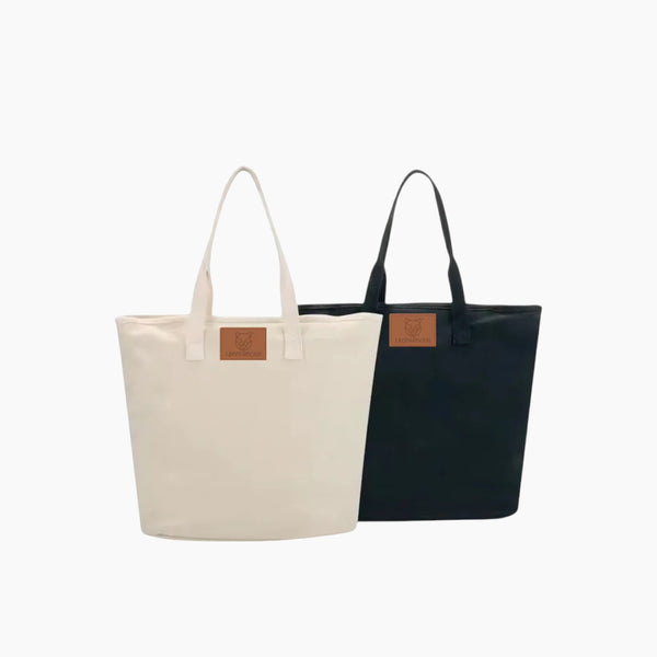 Beige Canvas Tote Bag
