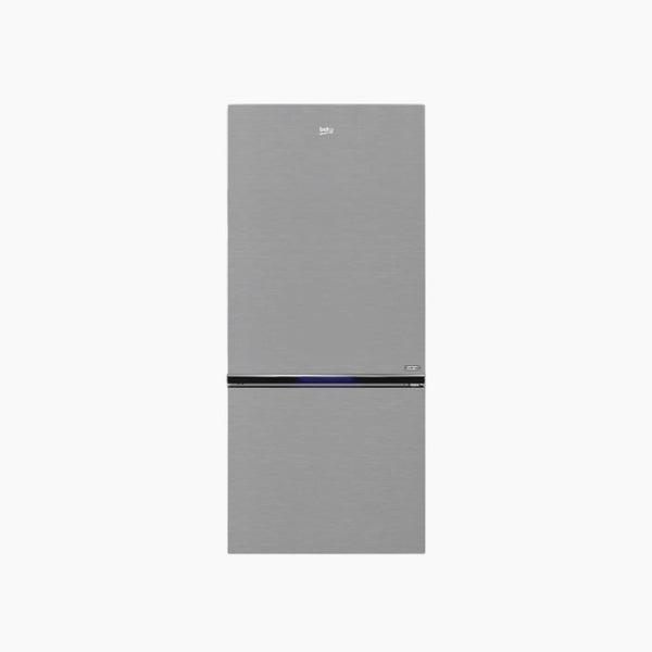 ثلاجة إيفر فريش ذات الباب الفرنسي الفضي بسعة 590 لترًا مزودة بمحول