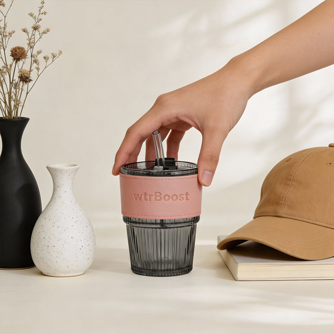 Wtr Boost Black Stylish Heat-resistant Glass Tumbler