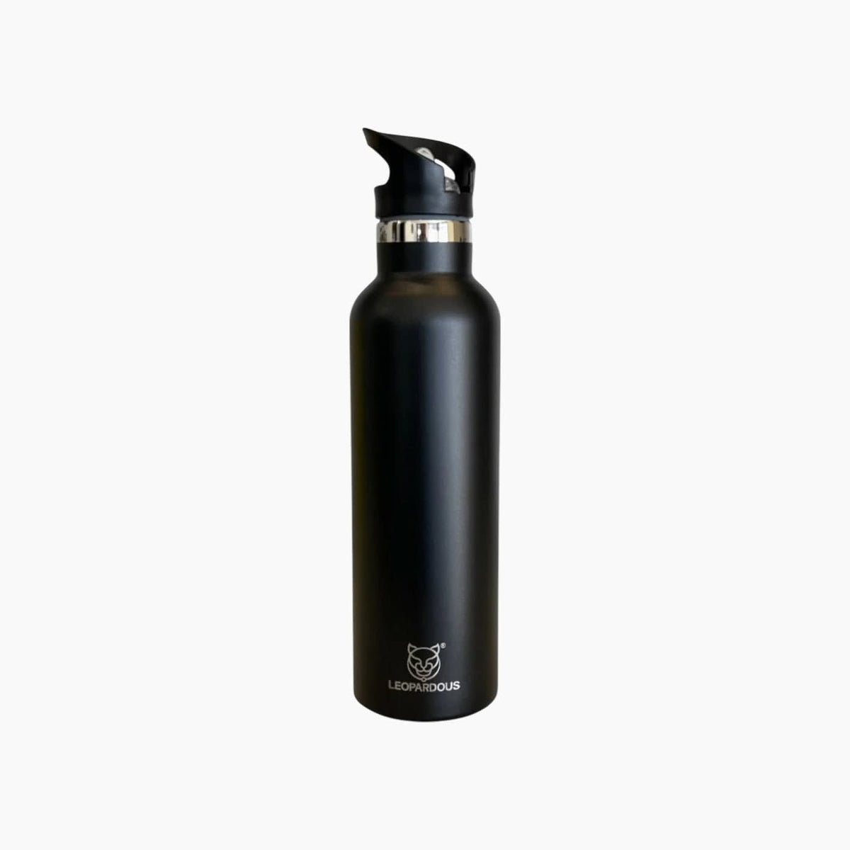Leopardous Compact Water Bottle in black