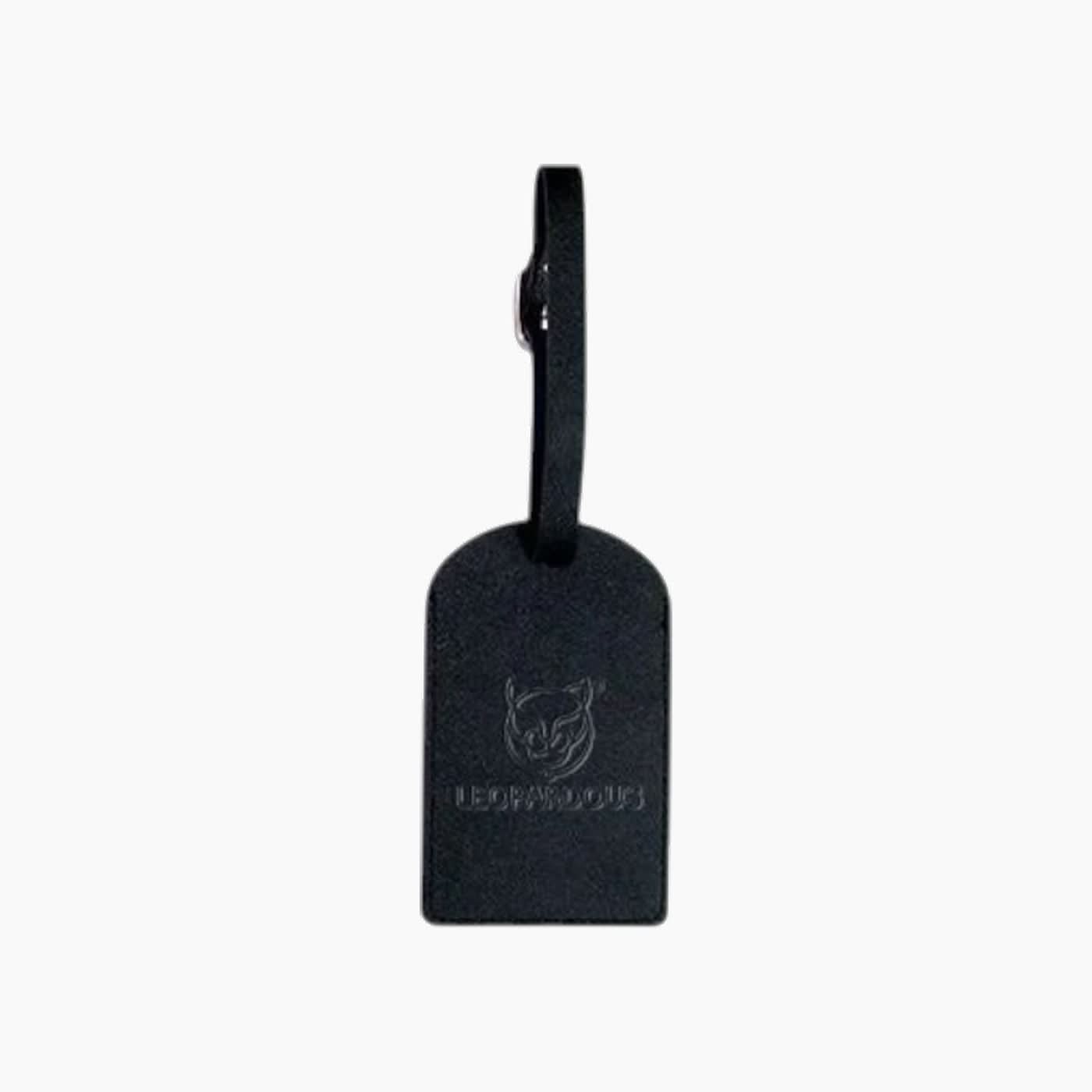 Premium leather luggage tag with clear ID window