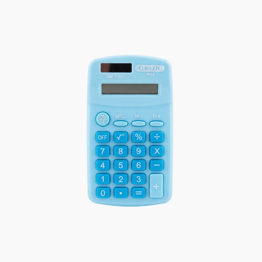 Bazic 8-Digit Dual Power Pocket Size Calculator - Pastel Color