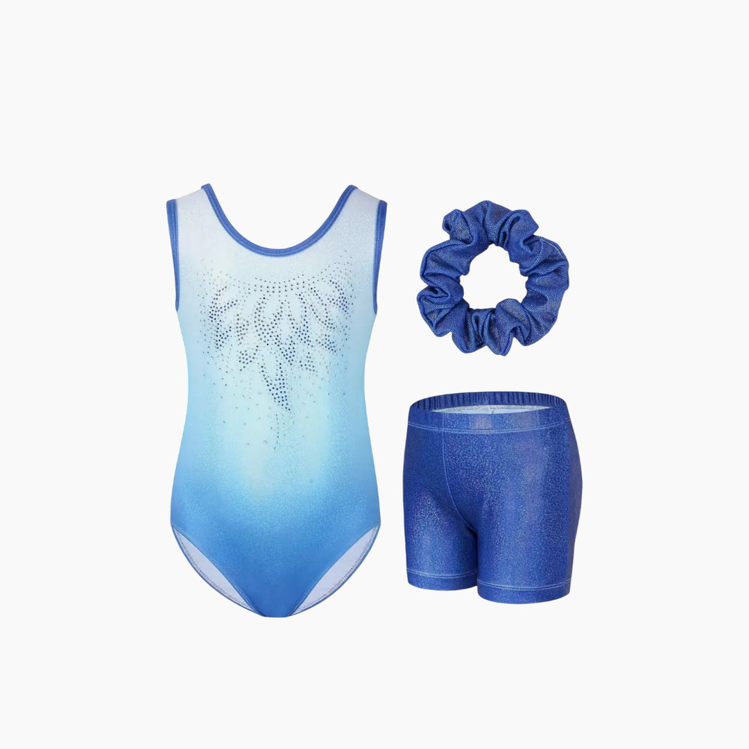 Blue Feathers Diamond Leotard Set for sizes 5-6 Years