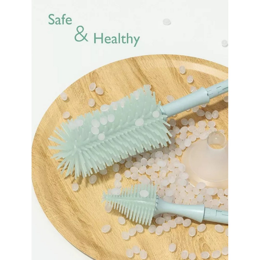 Momcozy bottle brush kit with innovative push-press design and silicone bristles