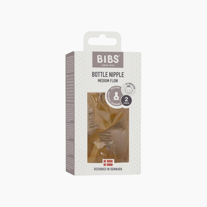 Bibs Bottle Nipples two pack, medium flow, natural rubber latex