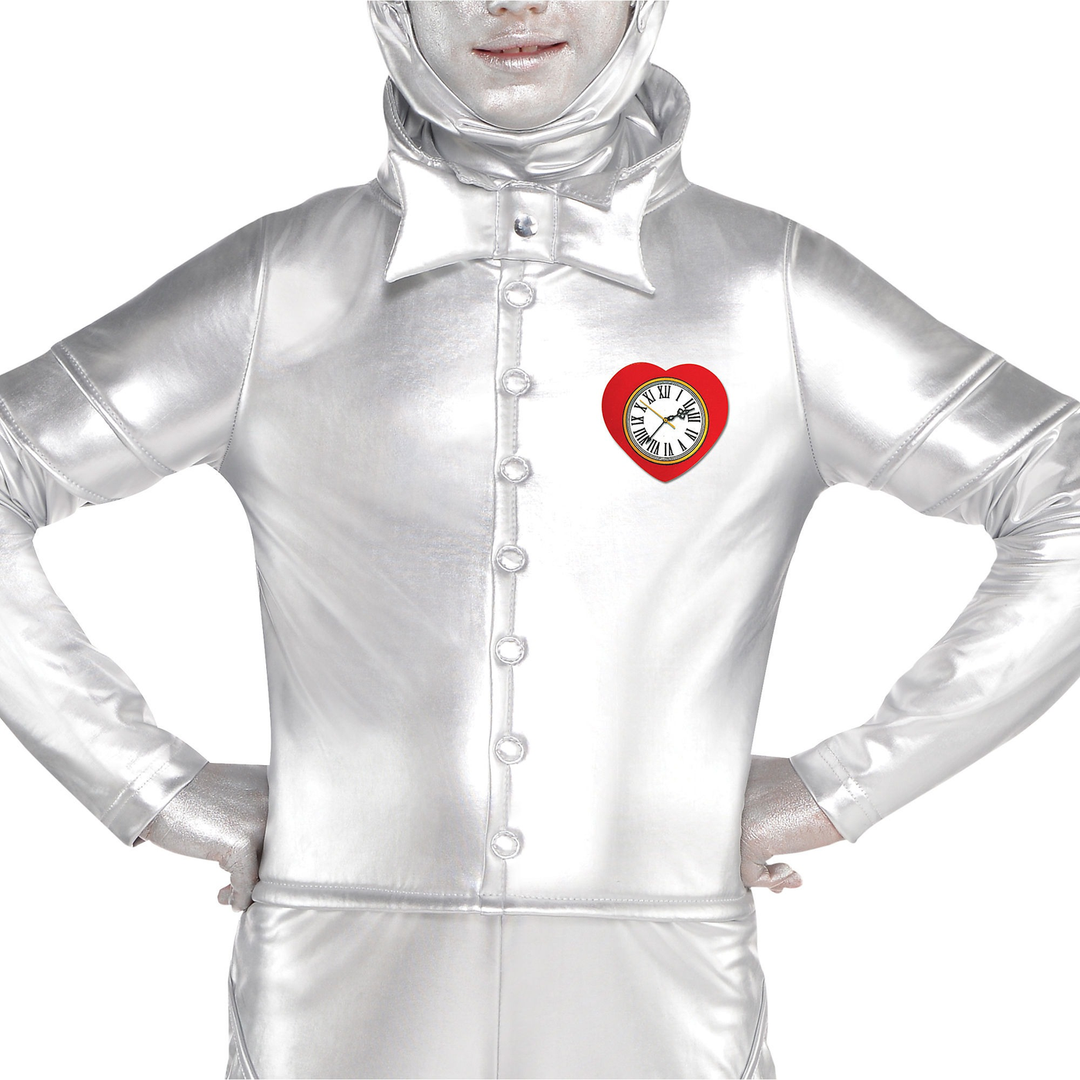 Wizard of Oz Tin Man costume set with metallic lame jumpsuit and headpiece