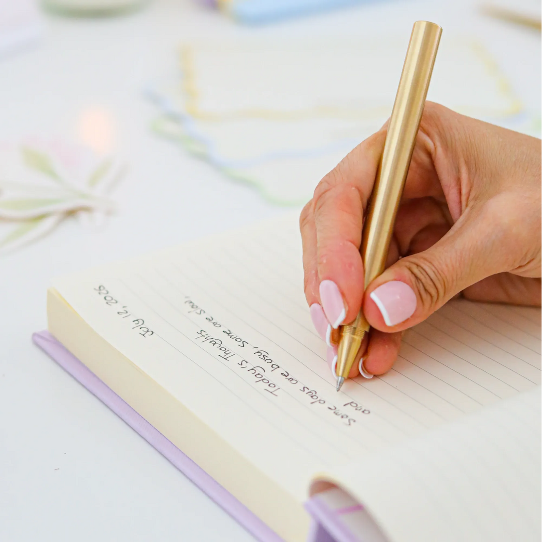 Brass gold ballpoint pen with satin finish