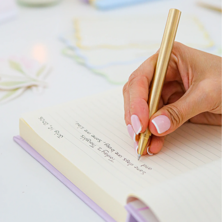 Brass gold ballpoint pen with satin finish