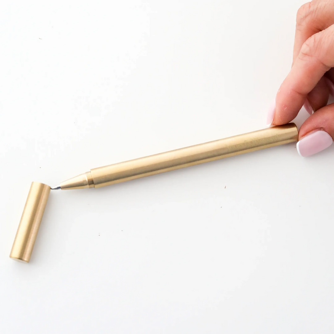 Brass gold ballpoint pen with a satin finish