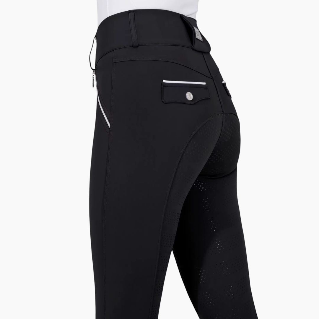 Blue breeches with four-way stretch fabric