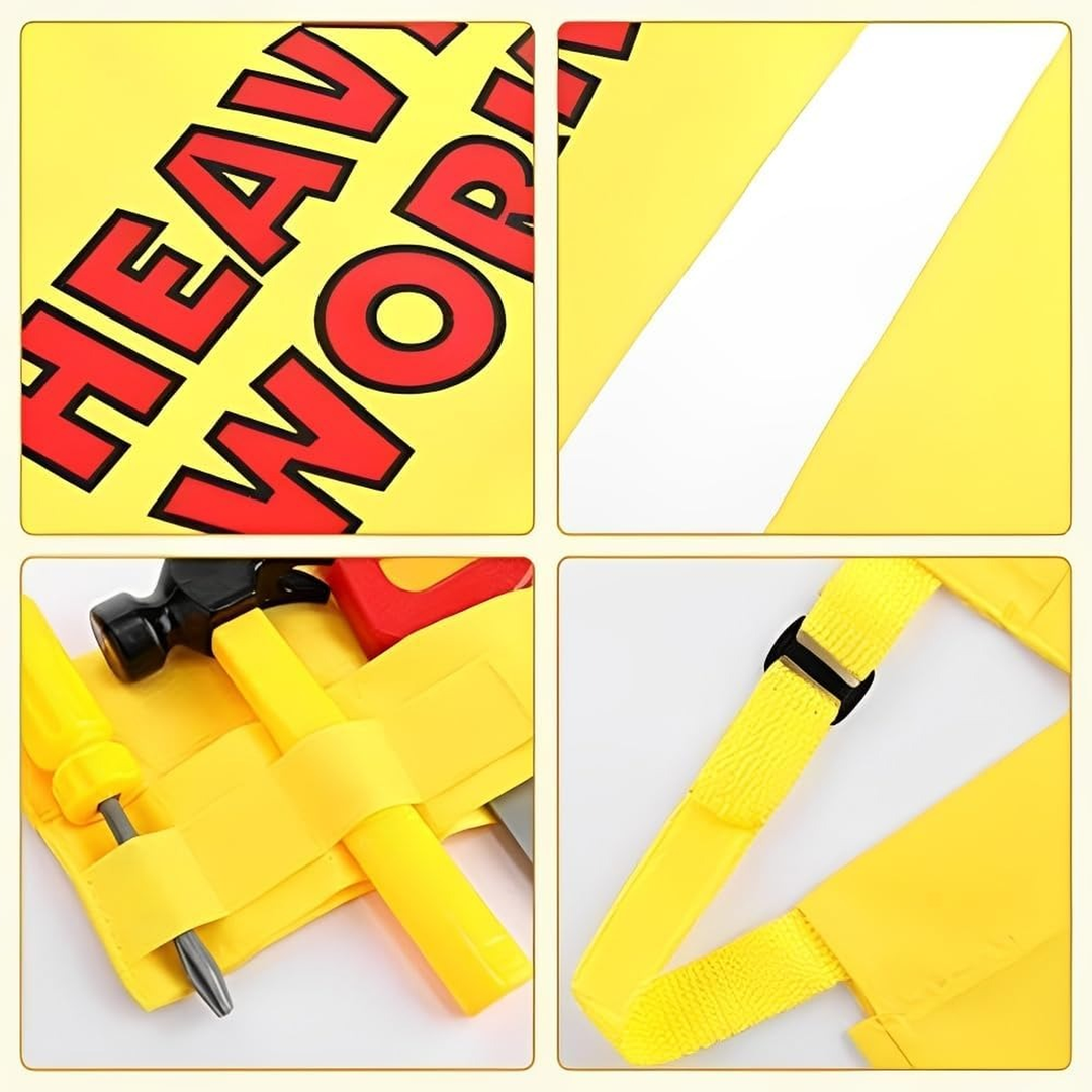 Builder costume set with realistic vest and functional pockets