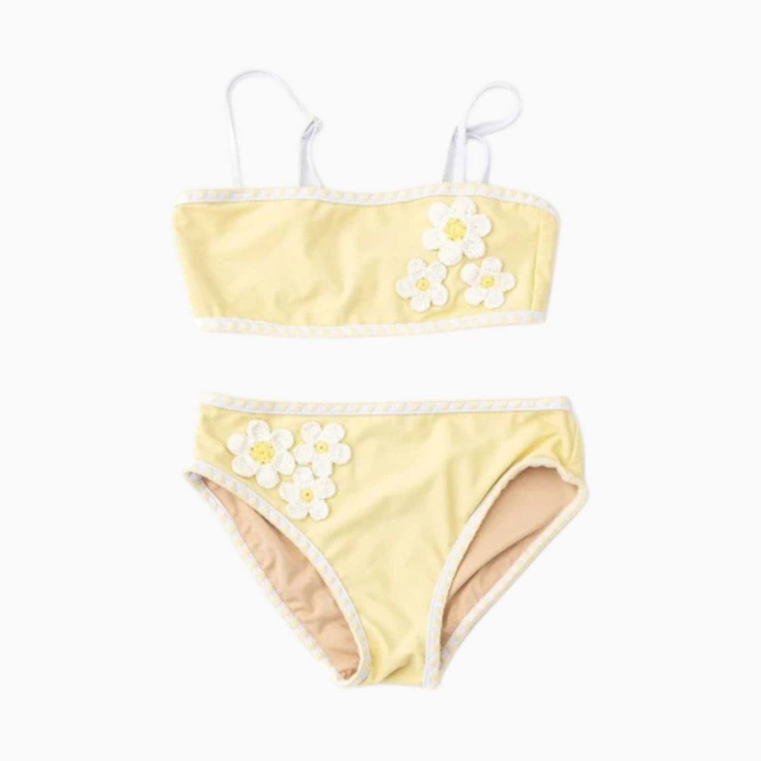 Shade Critters Butter Daisy Tween Girls Crochet Two Piece Swimsuit