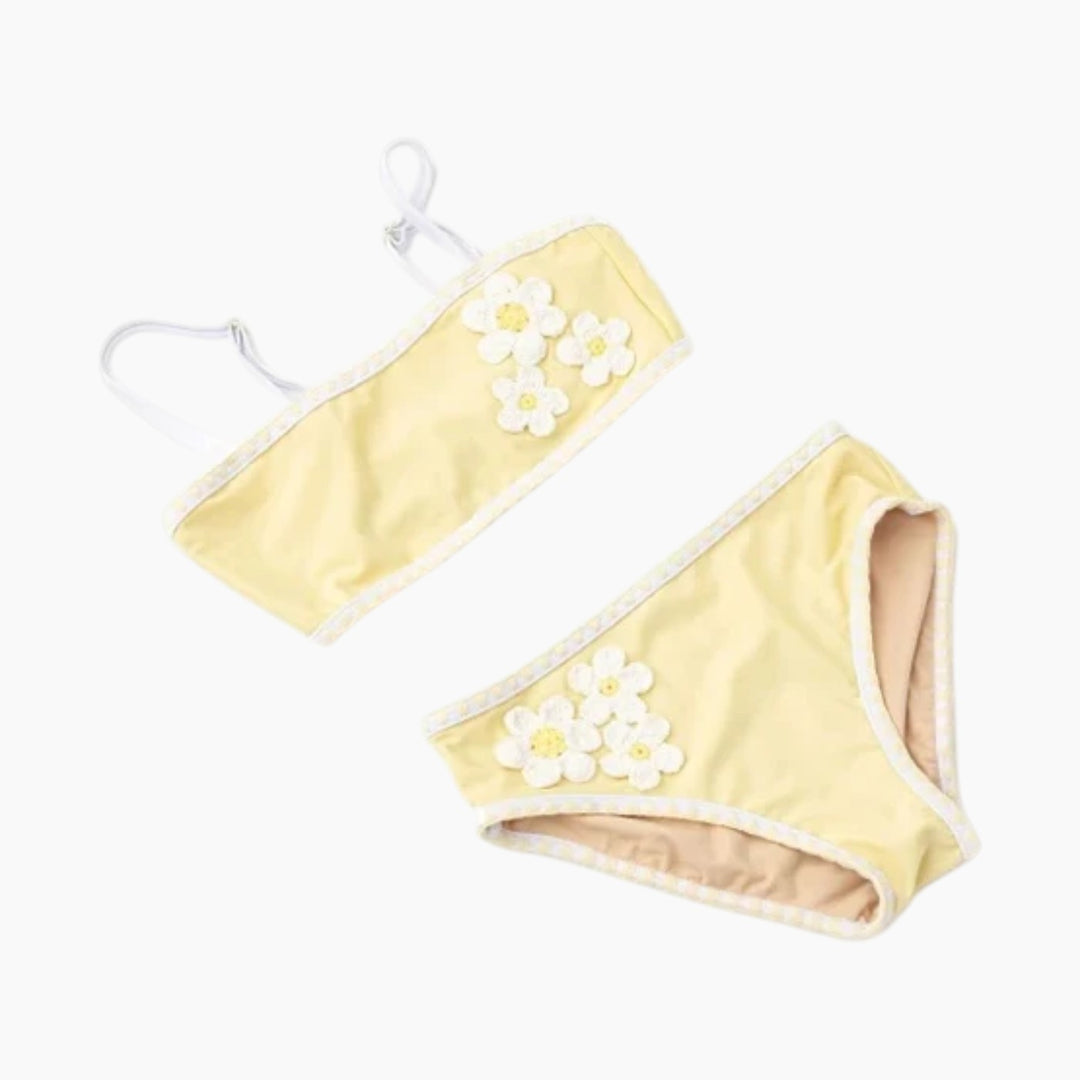 Shade Critters Butter Daisy Tween Girls Crochet Two Piece Swimsuit
