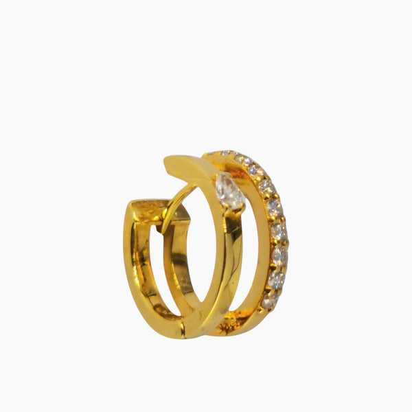 Classic Yellow Gold Hoop with White Diamonds