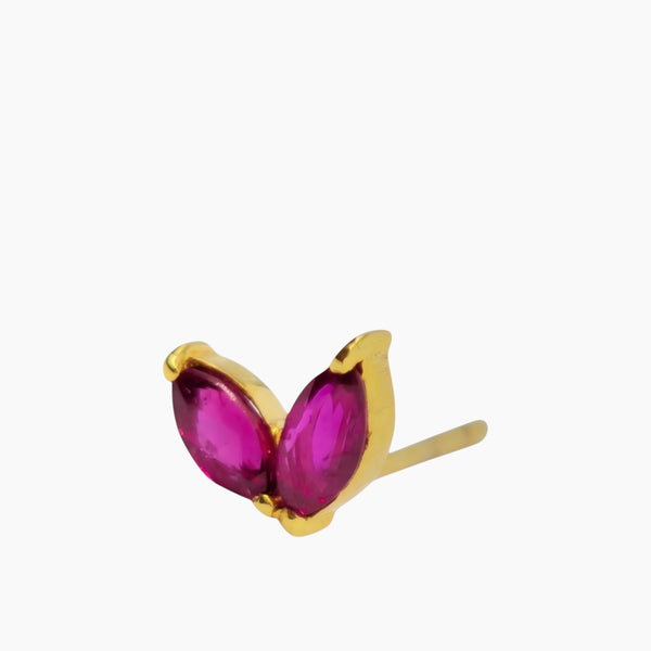 Yellow Gold Stud with Marquise Rubies