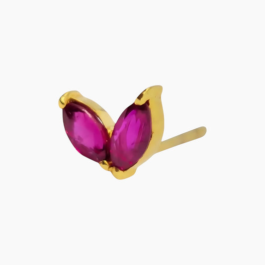 Bella Yellow Gold Stud with Marquise Rubies