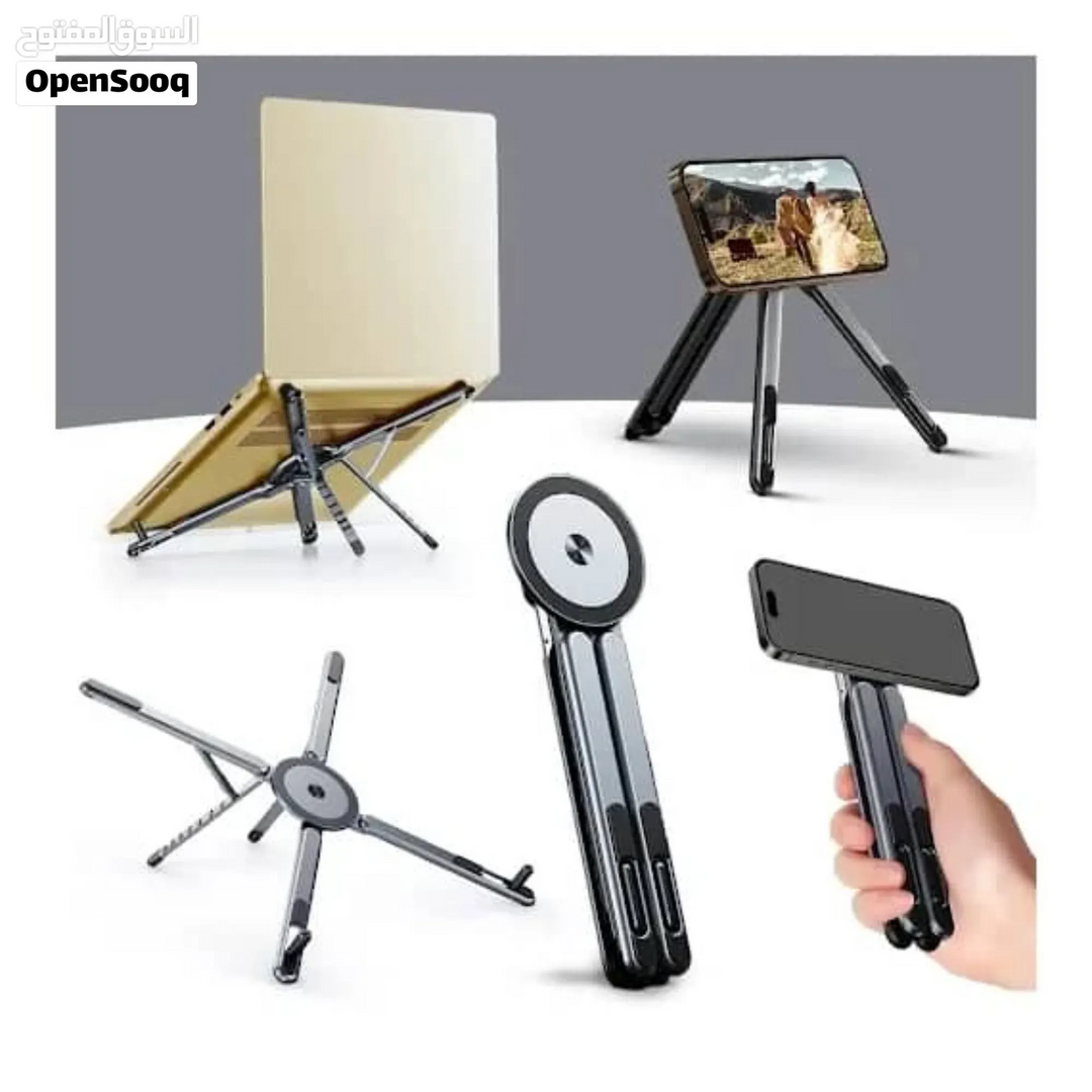 Calevora 4-in-1 Foldable Steel Stand for Laptop, Tablet &amp; Phone