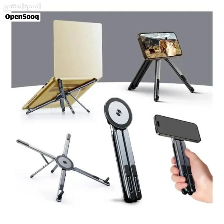 Calevora 4-in-1 Foldable Steel Stand for Laptop, Tablet &amp; Phone