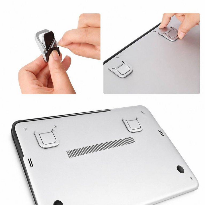 Calevora Foldable Adhesive Laptop Stand - Silver (Pair)