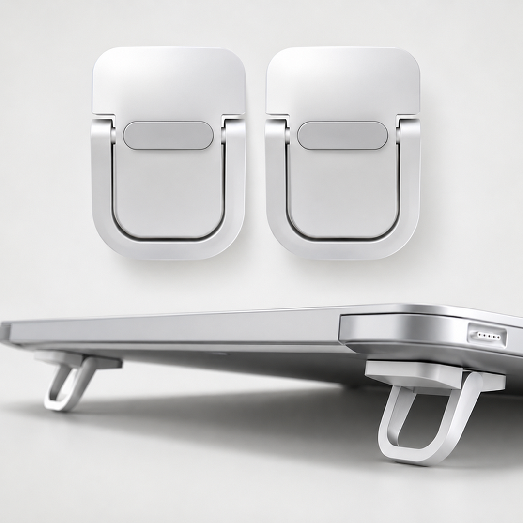Calevora Foldable Adhesive Laptop Stand - Silver (Pair)