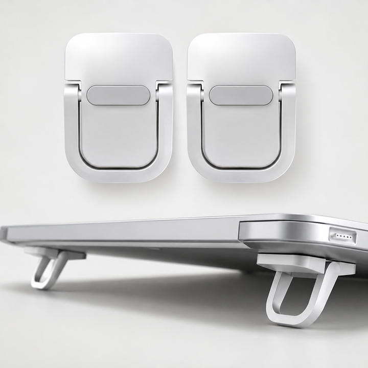 Calevora Foldable Adhesive Laptop Stand - Silver (Pair)