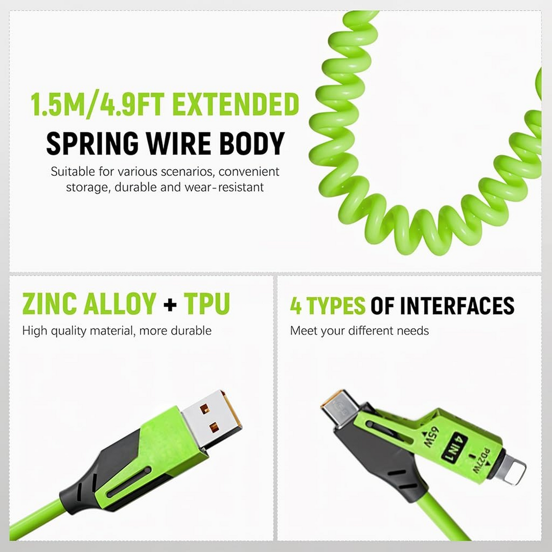 Calevora Spring 4-in-1 65W Fast Charging Cable