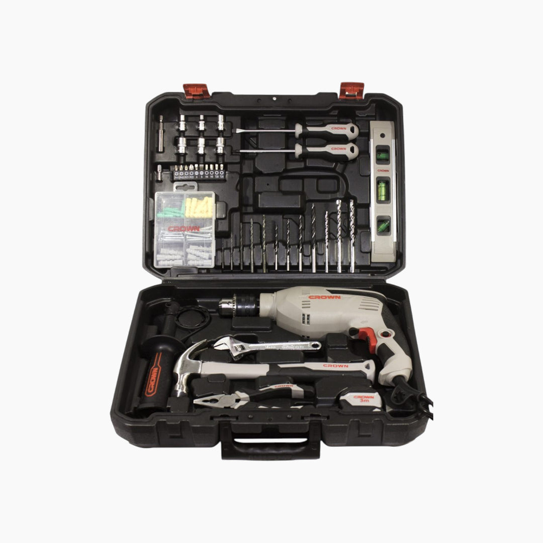 Crown CK10-XA98 Impact Drill - 600W with Tool Set