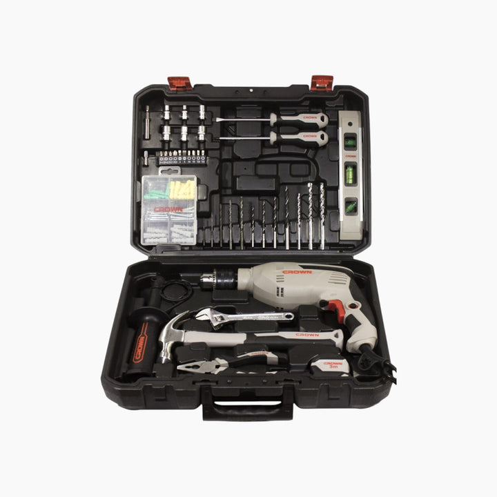 Crown CK10-XA98 Impact Drill - 600W with Tool Set