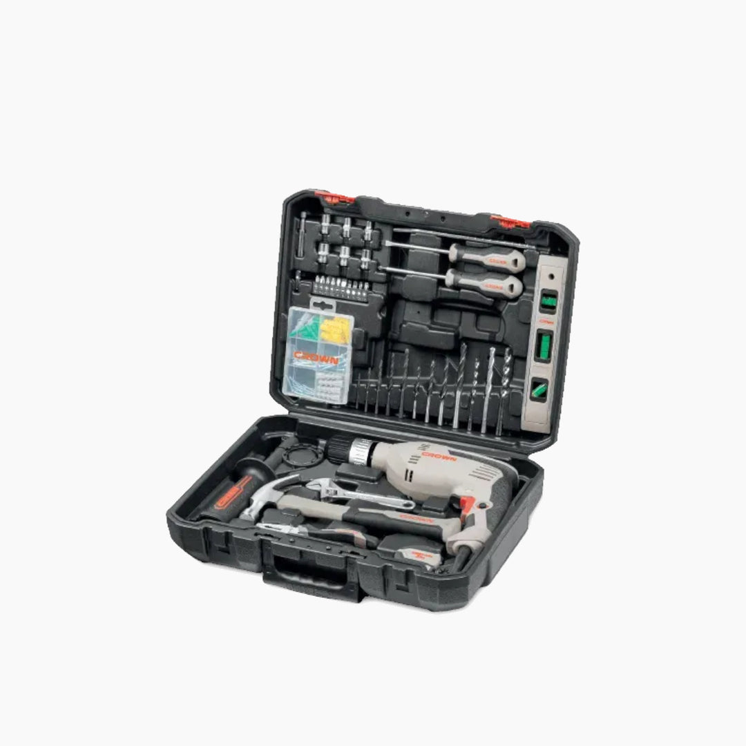 Crown CK10-XA98 Impact Drill - 600W with Tool Set
